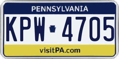 PA license plate KPW4705