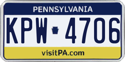 PA license plate KPW4706