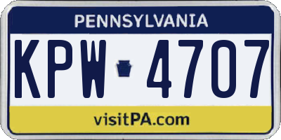 PA license plate KPW4707