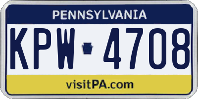 PA license plate KPW4708