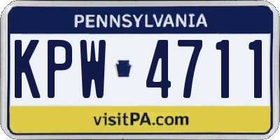 PA license plate KPW4711