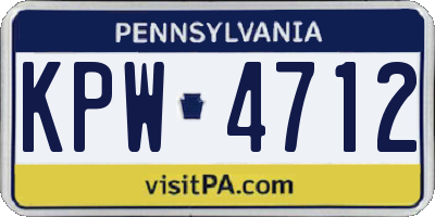 PA license plate KPW4712