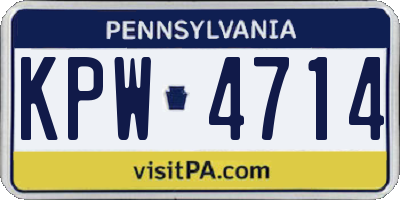 PA license plate KPW4714