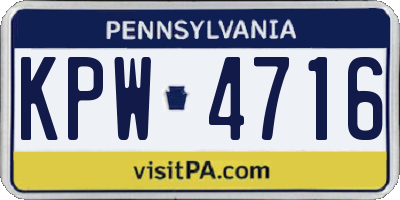PA license plate KPW4716