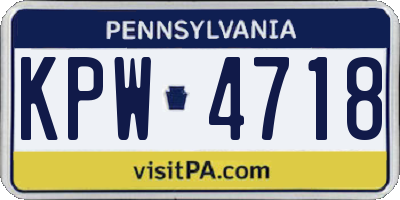 PA license plate KPW4718