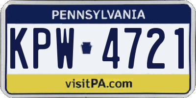 PA license plate KPW4721