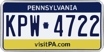 PA license plate KPW4722