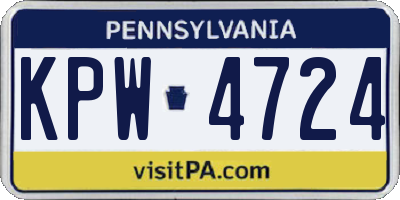 PA license plate KPW4724