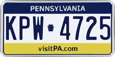PA license plate KPW4725