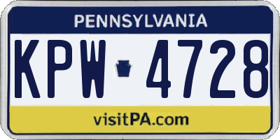 PA license plate KPW4728