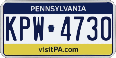 PA license plate KPW4730