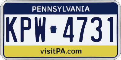 PA license plate KPW4731