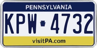 PA license plate KPW4732