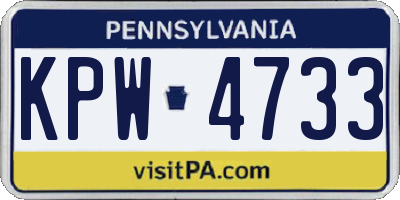PA license plate KPW4733