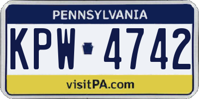 PA license plate KPW4742