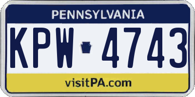 PA license plate KPW4743