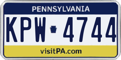 PA license plate KPW4744