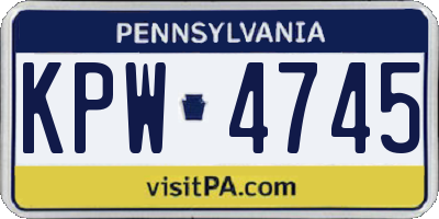 PA license plate KPW4745
