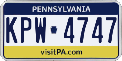 PA license plate KPW4747