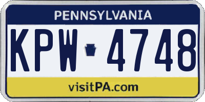 PA license plate KPW4748