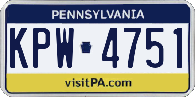 PA license plate KPW4751