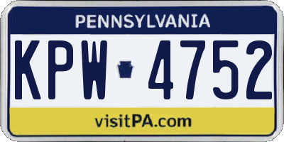 PA license plate KPW4752