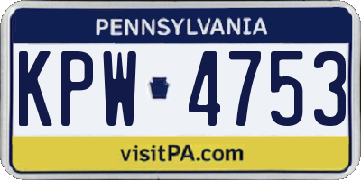 PA license plate KPW4753
