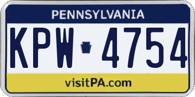 PA license plate KPW4754