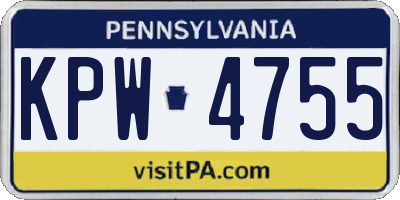 PA license plate KPW4755