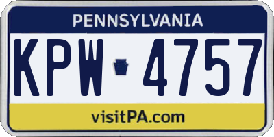 PA license plate KPW4757
