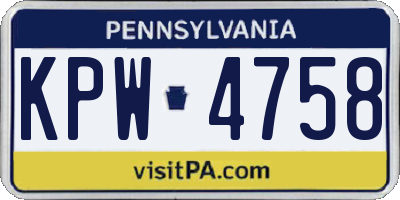 PA license plate KPW4758
