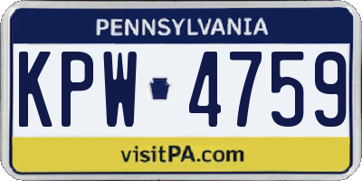 PA license plate KPW4759