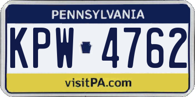 PA license plate KPW4762