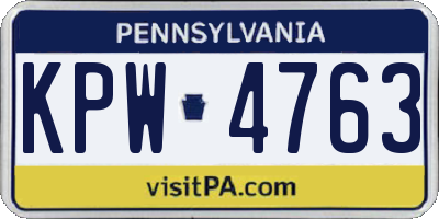PA license plate KPW4763