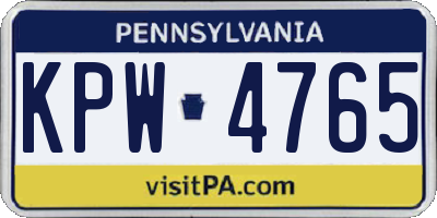 PA license plate KPW4765