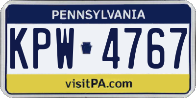 PA license plate KPW4767
