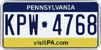 PA license plate KPW4768