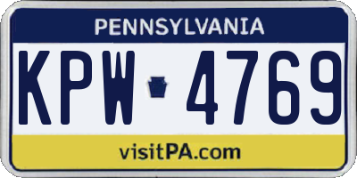 PA license plate KPW4769