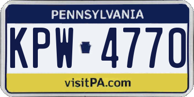 PA license plate KPW4770