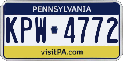 PA license plate KPW4772