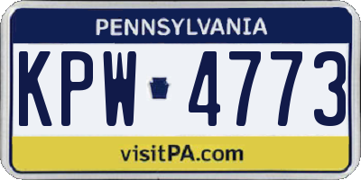 PA license plate KPW4773