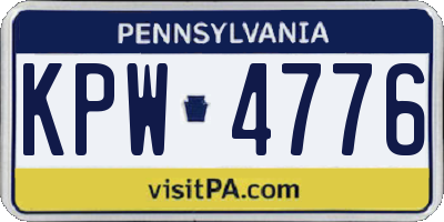PA license plate KPW4776