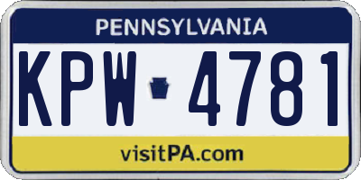 PA license plate KPW4781