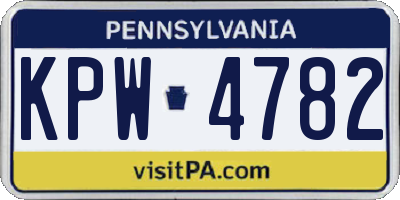 PA license plate KPW4782