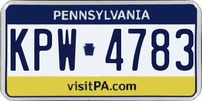 PA license plate KPW4783