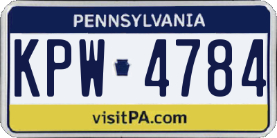 PA license plate KPW4784