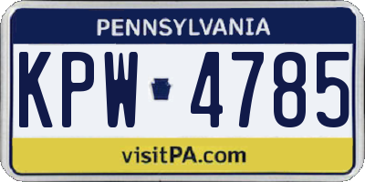 PA license plate KPW4785