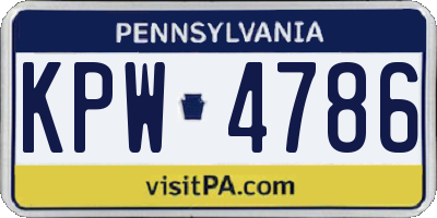 PA license plate KPW4786