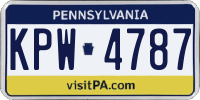 PA license plate KPW4787