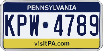 PA license plate KPW4789